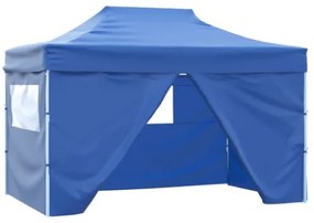 Tenda Pieghevole Pop-Up con 4 Pareti Laterali 3x4,5 m Blu