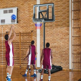 Costway Sistema di canestro da basket regolabile in altezza 230-305cm, Canestro da basket per adulti con tabellone antiurto