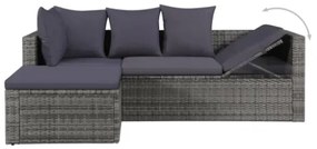 Set Divani da Giardino 4 pz con Cuscini in Polyrattan Grigio