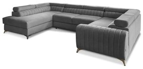 Divano angolare grigio scuro allungabile/con contenitore (con penisola a sinistra/a U) Louis – ELTAP