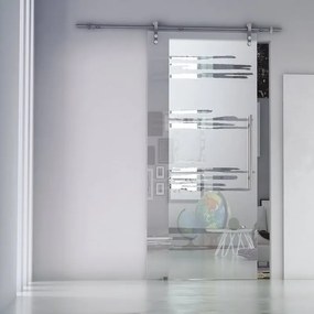 Porta scorrevole Gemini in alluminio grigio, L 76 x H 215 cm, con binario Lux Sinistra