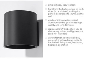 Lampada da parete nera Roda - Sollux