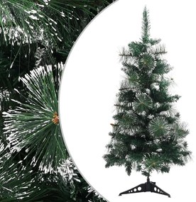 Albero di Natale Artificiale con Neve Floccata e LED in diverse dimensioni e materiali, Albero di Natale Artificiale Supporto Verde e Bianco 90 cm PVC