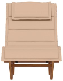 Lettino da sole set di 2 beige legno e tessuto imbottito grande
