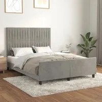 Giroletto con Testiera Grigio Chiaro 140x200 cm in Velluto 3125879