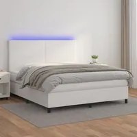 Giroletto Molle con Materasso e LED Bianco 160x200cm Similpellecod mxl 75074