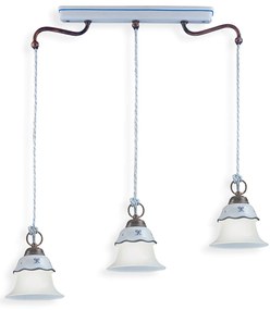 Lampadario Lin. Classico Ferrara Metallo E Ceramica Nero Sfumato Rame 3 Luci E14