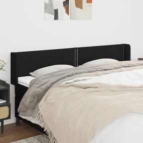 Testiera Ad Orecchio Nera 183x16x78/88 Cm İn Tessuto /