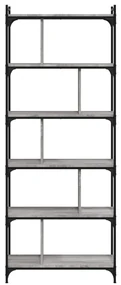 Libreria grigio sonoma 6 ripiani 76x32x192 cm legno multistrato