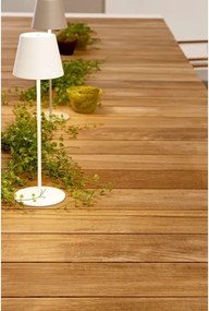 Tavolo Da Esterno In Alluminio Piano In Teak Allungabile 110x253/384 Cm Cameron Bianco Bizzotto