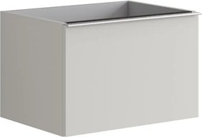 Mobile da bagno sospeso sotto lavabo Pixel plain 2 cassetti L 60 x H 40 x P 45.5 cm grigio pastello laccato opaco, con maniglia alluminio brillante