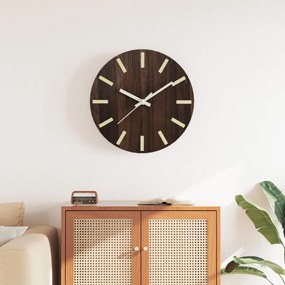 Orologio A Parete Con Ore E Lancette Luminose Marrone Ø30 Cm /