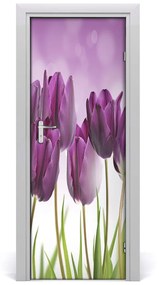Adesivo per porta Tulipani viola 75x205 cm