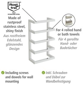 Porta asciugamani a parete in acciaio inox in argento lucido Fondiro - Wenko