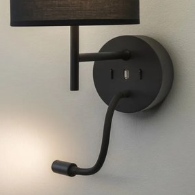 Ideal Lux - LED Lampada flessibile con supporto SET UP 1xE27/42W+LED/3W/230V USB nero