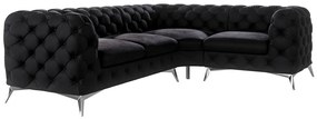 Divano angolare nero (con penisola a destra/a L) con rivestimento in velluto Chelsea – Ropez