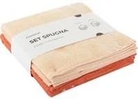 Set 2 asciugamani viso e 2 ospite arancione in cotone