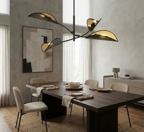 Lampadario a sospensione con supporto rigido LOTUS 4xE14/10W/230V nero/oro