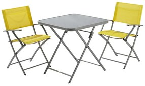 Set tavolo e sedie Stell NATERIAL in acciaio giallo per 2 persone