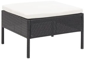 Set Divani da Giardino 3 pz con Cuscini in Polyrattan Nero