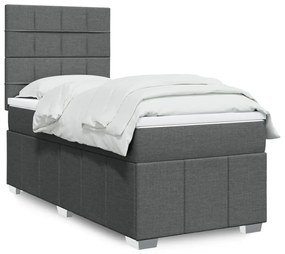 Giroletto A Molle Con Materasso Grigio Scuro 90x200 Cm Tessuto /
