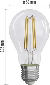 SET 3x Lampadina LED FILAMENT A60 E27/3,8W/230V 2700K Classe energetica A