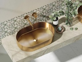 Lavabo Da Appoggio In Acciaio Inox 55x35 - Oro Rosa