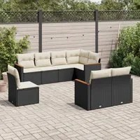 Set Divani da Giardino con Cuscini 8 pz Nero in Polyrattan 3226161