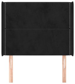 Testiera ad orecchio nera 93x16x118/128 cm in velluto