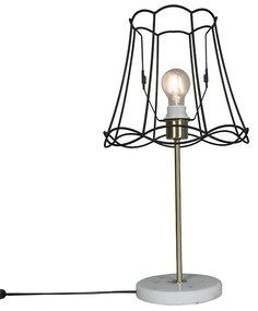 Lampada da tavolo retrò in ottone con telaio Granny nero 30 cm - Kaso