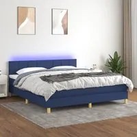 Letto a Molle con Materasso e LED Blu 160x200 cm in Tessuto 3133731