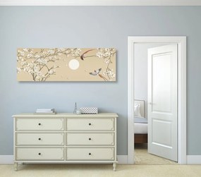 Quadro su tela – Uccellini sul ramo dell'albero