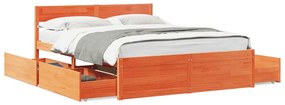 Letto Senza Materasso Marrone Cera 160x200 Cm İn Legno Di Pino /