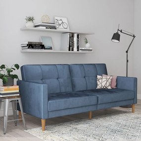 Divano letto in velluto blu 207 cm Lilly - Støraa