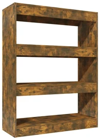 Libreria/divisorio rovere fumo 80x30x103 cm legno multistrato