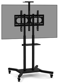 Costway Supporto tv per tv piatte o curved fino a 50kg, Carrello tv con mensola per telecamera gestione cavi 78x75x150-180cm