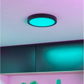 Eglo 901372 - LED RGBW dimmerabile, plafoniera con vetro fumé FUEVA-Z LED/11,2W/230V 21,1cm IP44 nero