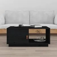 Tavolino da Salotto Nero 80x50x35,5cm in Legno Massello di Pino 818264