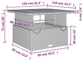 Set da Pranzo da Giardino 4 pz con Cuscini Nero in Polyrattan