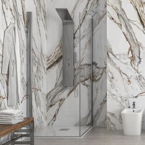 Kamalu - Box doccia angolare 65x70 due ante battenti finitura cromo | KS2800