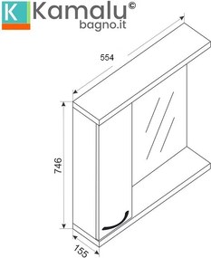 Kamalu - Composizione bagno a terra o sospesa 55 cm bicolore bianco e legno chiaro | LAC-ESTIA-55