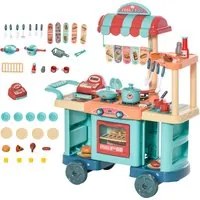 Cucina Giocattolo per Bambini 79,5x33x90,5 cm con 50 Accessori Blu