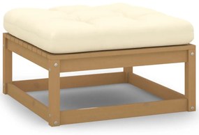 Sgabello Da Giardino Con Cuscino Marrone Ambra İn Legno Di Pino /