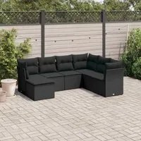 Set Divani da Giardino con Cuscini 7pz Nero Polyrattan 3217985