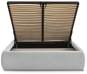 Letto matrimoniale imbottito grigio chiaro con contenitore/senza testiera con rete inclusa 180x200 cm Inera – Bobochic Paris