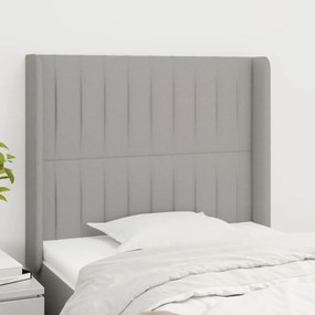 Testiera Ad Orecchio Grigio Chiaro 83x16x118/128 Cm İn Tessuto /