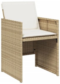 Set da pranzo da giardino 17 pz con cuscini beige in polyrattan