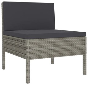 Set divani da giardino 10 pz con cuscini in polyrattan grigio