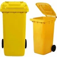 BIDONE RACCOLTA DIFFERENZIATA CARRELLATO 240LT + PEDALE + ANELLO + ASTE GIALLO MOBIL PLASTIC