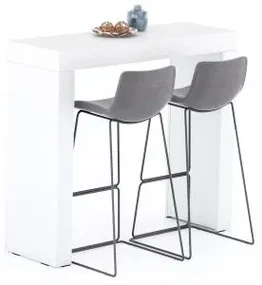 Tavolo Alto Evolution 120x40, Bianco Frassino con Due Gambe